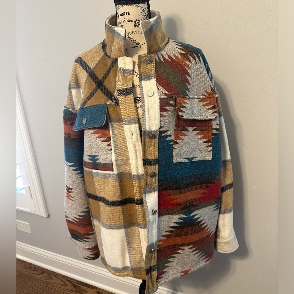 Fall fun Aztec design shacket
